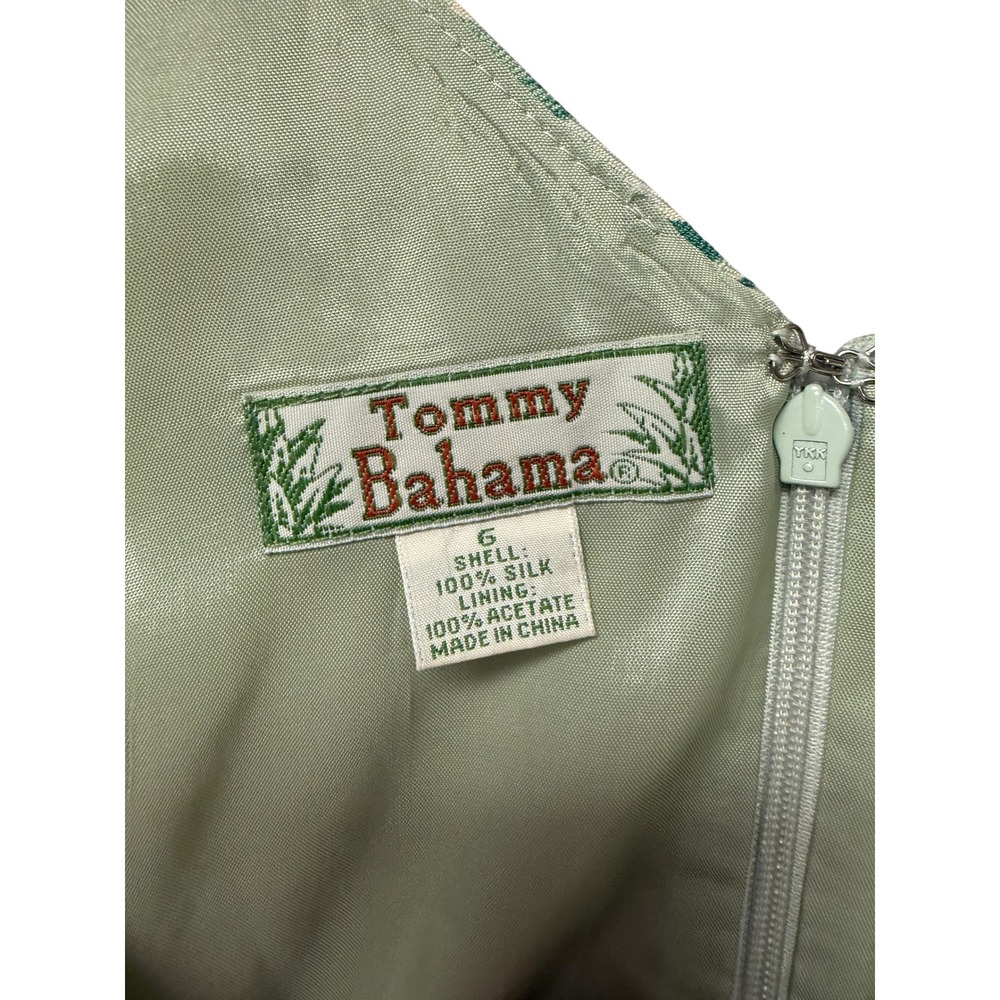 NWOT Vtg Tommy Bahama 100% Silk Sheath Dress Womens 6 Tropical Floral Palm Leaf - Picture 3 of 4